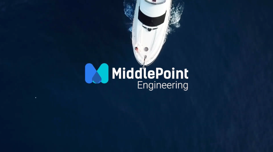 The launch of Middle Point Engineering: Logo on sea water